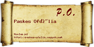 Paskes Ofélia névjegykártya